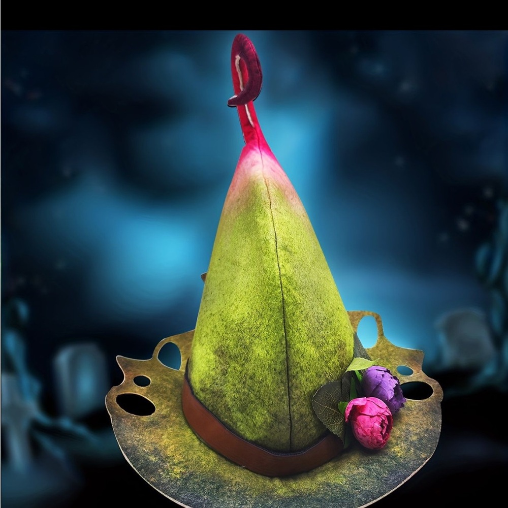 Whimsical Green Fairy Hat with Floral Accents - Picture 9 of 12